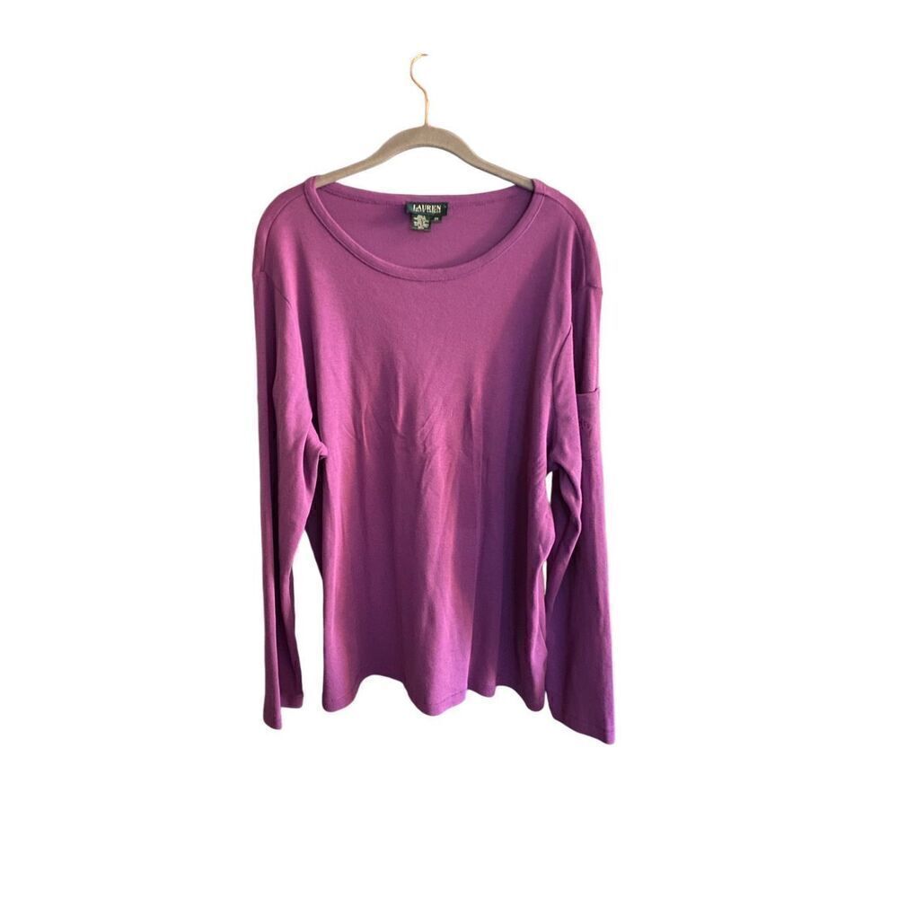 Lauren Ralph Lauren women’s plus size purple tee with pocket on sleeve 2T